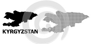 Vector Halftone Pattern and Solid Map of Kyrgyzstan photo