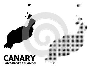 Vector Halftone Pattern and Solid Map of Lanzarote Islands