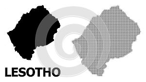 Vector Halftone Pattern and Solid Map of Lesotho