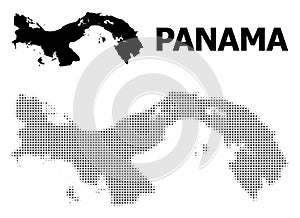 Vector Halftone Pattern and Solid Map of Panama