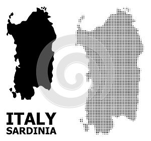 Vector Halftone Pattern and Solid Map of Sardinia Region