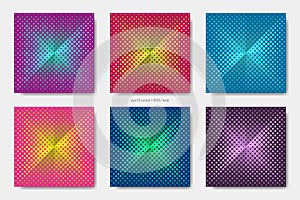 Vector halftone pattern square web banner template