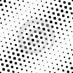 Vector halftone seamless pattern. Diagonal black & white gradient transition