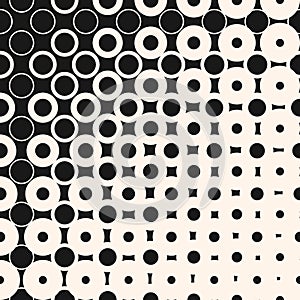 Vector halftone seamless pattern with geometric shapes, circles
