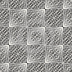 Vector halftone seamless pattern with grunge effect. Black and white texture