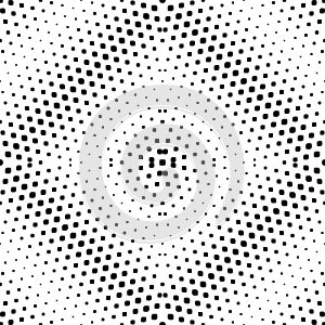 Vector halftone seamless pattern. Radial black & white gradient