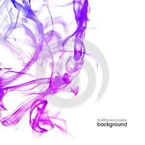 Vector halftone smoke background. Bright color smoke on white.