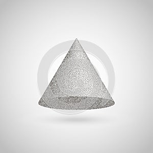 Vector Halftone Stippled Geometric Figure Illustration - 3D Quadrangular Pyramid