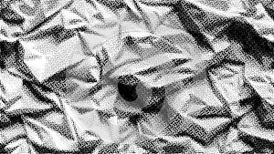 Vector halftone texture with crumpled paper. Abstract black dots background. Monochrome dots pattern. Grunge crumpled