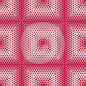 Vector halftone texture. Modern red and white geometric seamless pattern