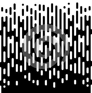 Vector Halftone Transition Abstract Wallpaper Pattern. Seamless Black And White Irregular Rounded Lines Background for