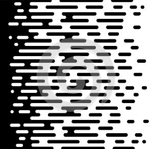 Vector Halftone Transition Abstract Wallpaper Pattern. Seamless Black And White Irregular Rounded Lines Background for