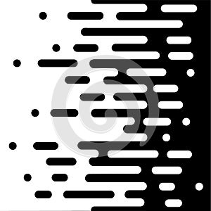 Vector Halftone Transition Abstract Wallpaper Pattern. Seamless Black And White Irregular Rounded Lines Background for