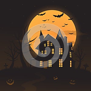 Vector haunted house background