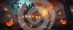 vector halloween haunted old graveyard lit by the glow of the full moon