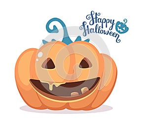 Vector halloween illustration of decorative orange pumpkin