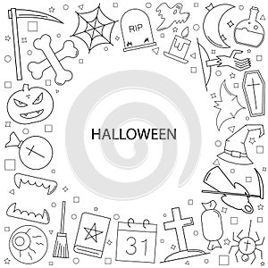 Vector Halloween pattern. Halloween background with world.