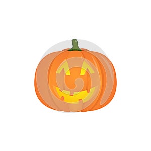 Vector Halloween pumpkin with candle inside, isolated on white background.