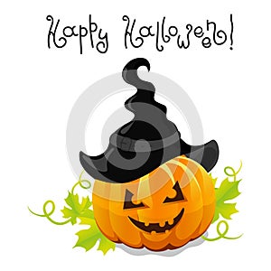 Vector halloween pumpkin with hat