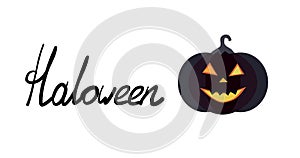 Vector Haloween pumpkin and text