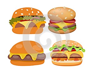 vector hamburger fast food icons