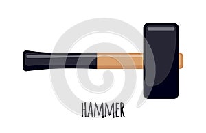 Vector Hammer icon in flat style isolated on white background