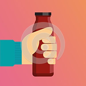 Vector Hand with Bottle photo