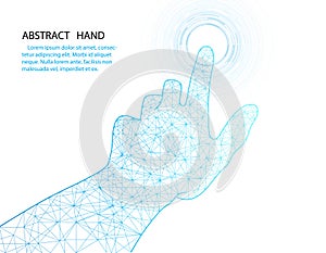 Vector hand and circle tech design on white color background.