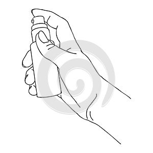Vector hand with cosmetic spray bottle