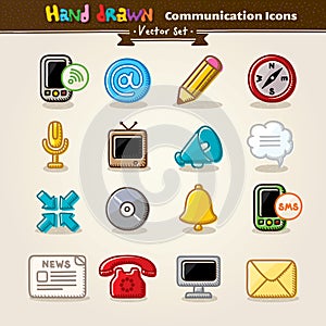 Vector Hand Draw Communication Icon Set