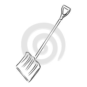 Vector hand draw illustration of shovel isolated on white background. snow shovel vector sketch illustration