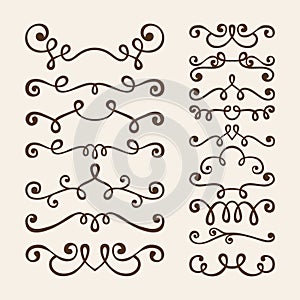 Vector hand draw vintage floral design elements. Flowers decorative elements. Floral elements for decoration set.