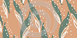 Vector hand drawing abstract organic shapes seamless pattern. Unique large forms print. Beige plain background photo