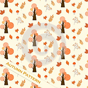 vector hand drawing Autumn theme pattern maple tree leaf element cartoon background pattern