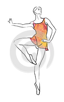 Vector hand drawing ballerina figure