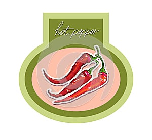 Vector hand drawing red hot peppers