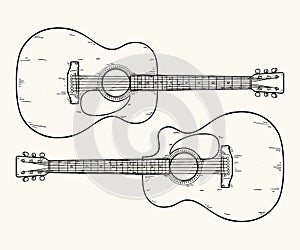 Vector hand drawn accoustic guitars