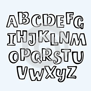 Vector hand drawn alphabet font