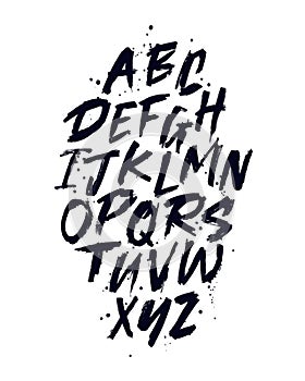 Vector Hand Drawn Alphabet Font. Brush painted letters