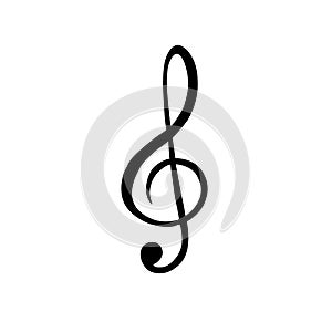 Vector hand drawn black music treble clef note