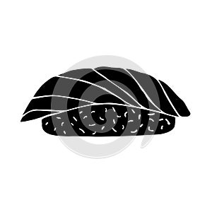 Vector hand drawn black salmon sushi roll