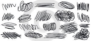 Vector hand drawn black scribble squiggle lines