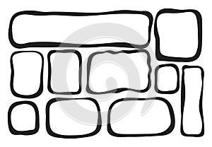 vector hand drawn black text boxes. empty speech bubbles