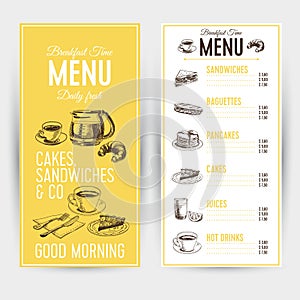 Vector hand drawn breakfast illustration.