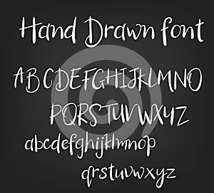 Vector hand drawn calligraphic font. Handmade calligraphy tattoo alphabet. ABC.English lettering, lowercase, uppercase