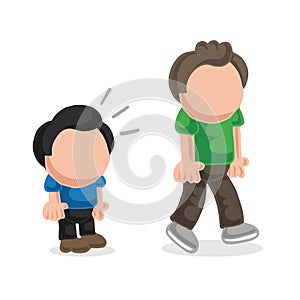 Vector hand-drawn cartoon of short man look and envy tall man