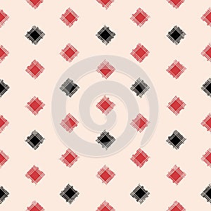 Vector red black square caro ecru seamless pattern photo