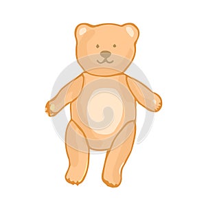 Vector hand drawn childish objects, baby simple elements, kids set, cartoon clip art, teddy bear