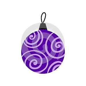 Vector hand drawn Christmas bauble. Decorative doodle Xmas ball elements isolated on white background. New Year icon for