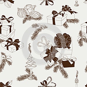 Vector hand drawn Christmas pattern